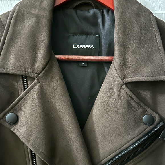 Express Men's Dark Brown Suede Biker Jacket - Picture 4 of 4